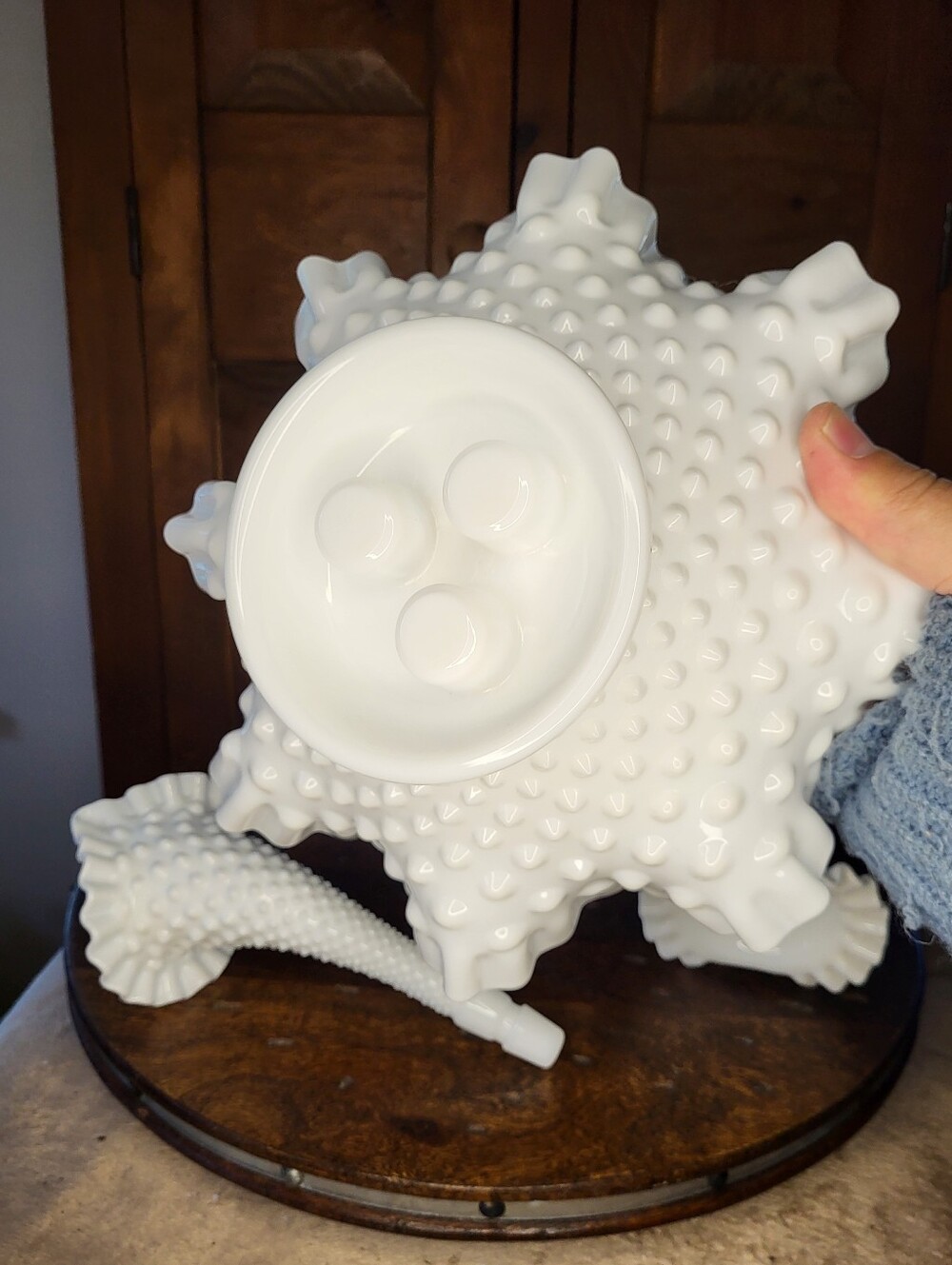 Fenton White Hobnail Milk Glass Epergne Centerpiece - Picture 12 of 12